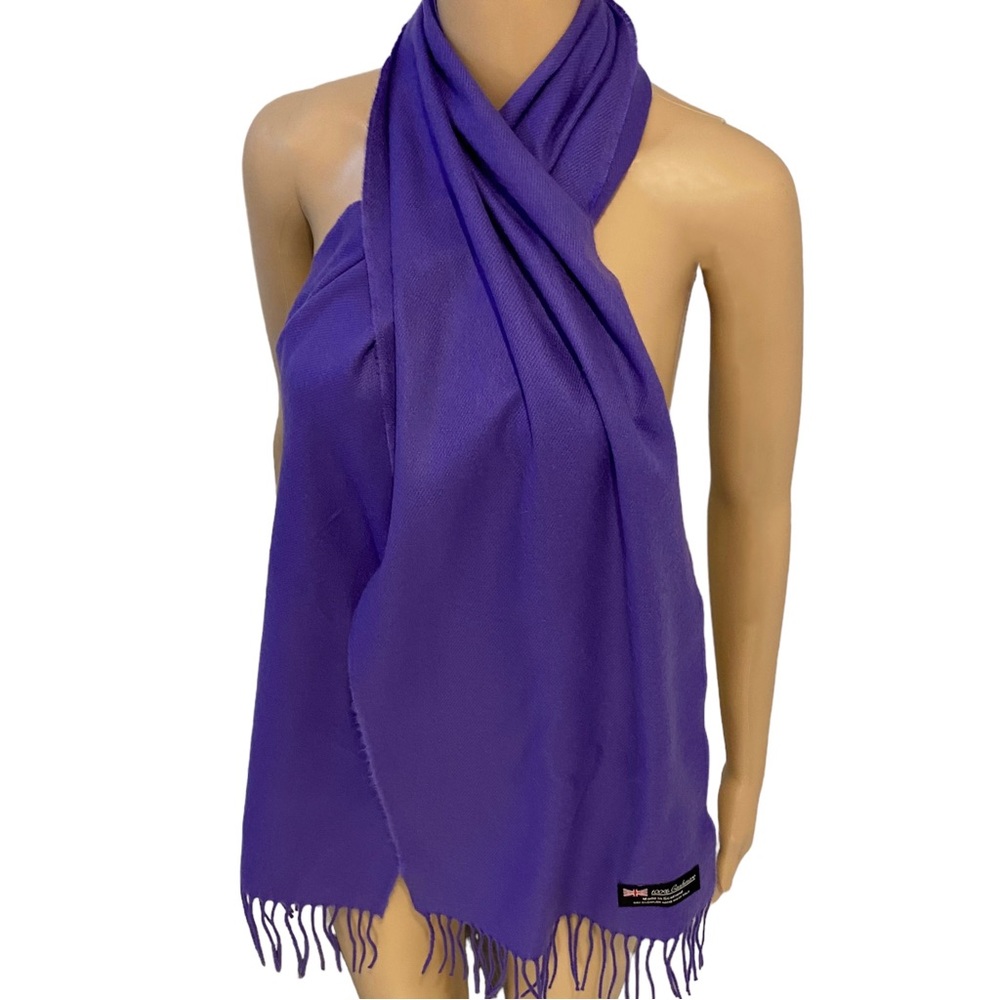 Super Soft, Vibrant Iris Purple 100% Cashmere Scarf